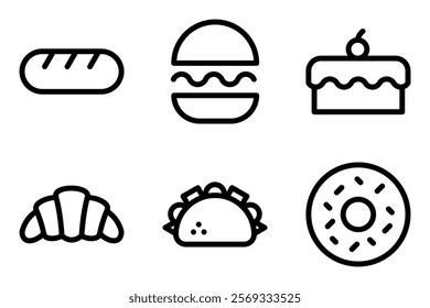 bread, burger, cake, croissant, taco and doughnut icons