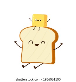 Bread and Butter character design. bread vector.