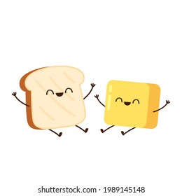 Bread and Butter character design. bread vector.