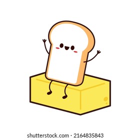 Bread and Butter character design. bread vector.