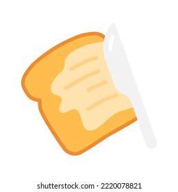 Bread with butter. French-toast icon. Butter sandwich. Vector illustration, isolated on white background.