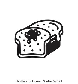 Brot mit Buttersymbol - auf weißem Hintergrund