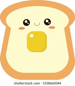 Pan con mantequilla, ilustración, vector sobre fondo blanco.