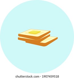 Brot mit Butter, Vektorgrafik auf weißem Hintergrund.