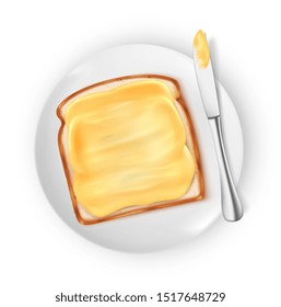 bread with butter isolated on white background, vector illustration