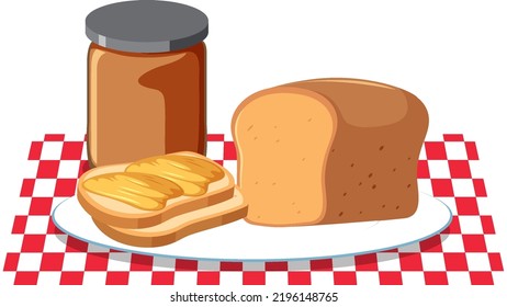 Bread and butter picnic set illustration