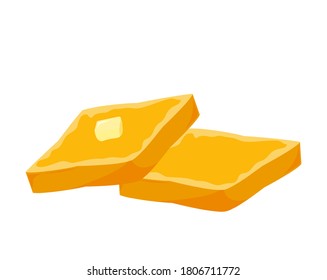 Bread with butter. Vector illustration of toast