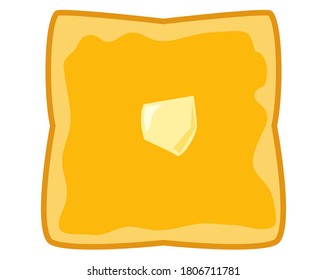 Bread with butter. Vector illustration of toast