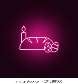 bread, candle and easter eggs icon. Elements of Easter in neon style icons. Simple icon for websites, web design, mobile app, info graphics