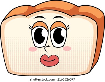 A bread cartoon character on white background illustration