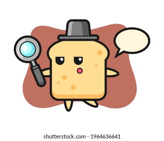 Bread cartoon character searching with a magnifying glass, cute style design for t shirt, sticker, logo element