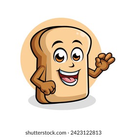 Bread Cartoon Character Showing Ok Sign Happy Mascot Illustration, Vector Clipart