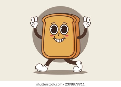 Bread cartoon character vector illustration. Toast bread mascot design concept