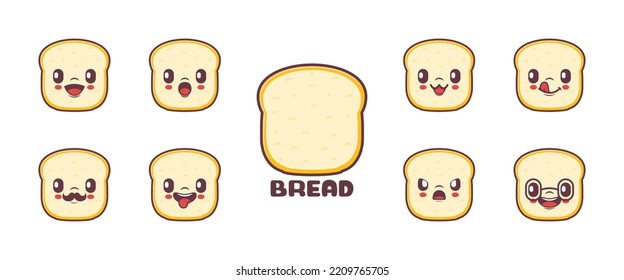 bread cartoon. food vector illustration. icon, expression.