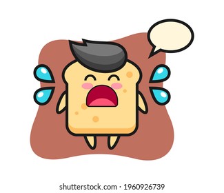 Bread cartoon illustration with crying gesture, cute style design for t shirt, sticker, logo element