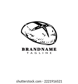 icono del logo de la caricatura de pan plantilla linda ilustración del vector aislado negro