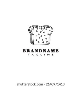diseño del icono del logo de la caricatura de pan imagen plana de diseño negro moderno aislado