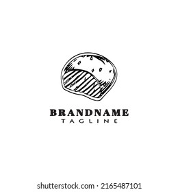 diseño del icono del logo de la caricatura del pan ilustración del vector aislado simple negro