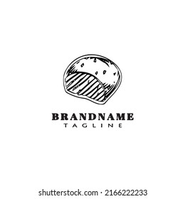 diseño del icono del logo de la caricatura del pan ilustración del vector aislado simple negro