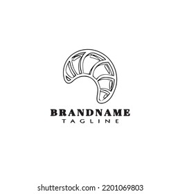 diseño del icono del logo de la caricatura de pan vector aislado negro