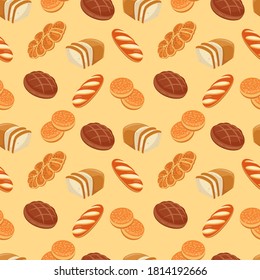 Bread and cereal seamless pattern. Food pattern. Vector illustration