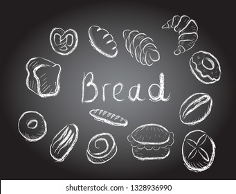 bread chalk drawing vector illudtration ,Good for menu, web design