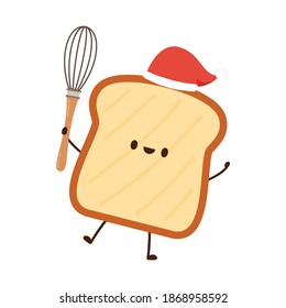 Bread character design. Bread cartoon vector. Santa hat vector