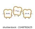 Bread character design. Cute funny bread toast character. Vector flat line cartoon kawaii character illustration icon. Toast with face character mascot concept.