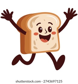 Bread character design loaf on white background isolated vector illustration