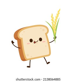 Bread character design. Bread on white background. Wheat vector.