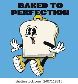 Bread Character Design With Slogan Baked to perfection