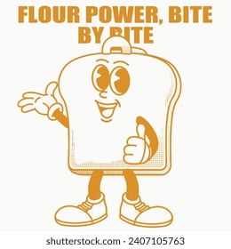 Bread Character Design With Slogan Floor power, Bite by bite