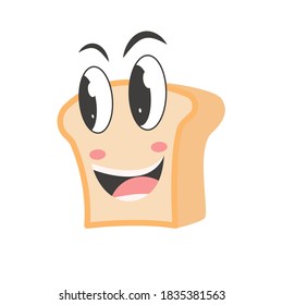 Bread character with a happy face, perfect for a product icon