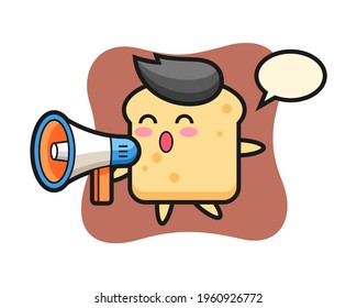 Bread character illustration holding a megaphone, cute style design for t shirt, sticker, logo element