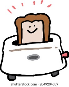 Bread characters coming out of the toaster