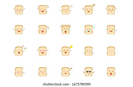 Bread characters icon set. isolated on white background