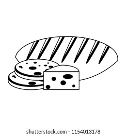 Bread and cheese in black and white