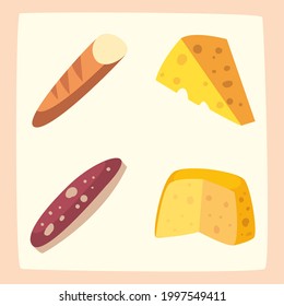 bread cheese and meat food