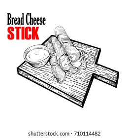 Bread Cheese Stick,Hand Drawing Vector 