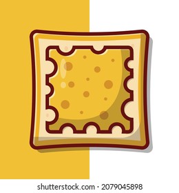 Bread with Cheese Vector Icon Illustration. Bread Cheese Vector. Flat Cartoon Style Suitable for Web Landing Page, Banner, Flyer, Sticker, Wallpaper, Background