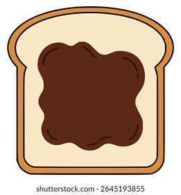 bread with chocolate jam breakfast food meal snack flat color vector illustration template design