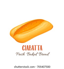 Bread Ciabatta icon for bakery shop or food design. Vector illustration.