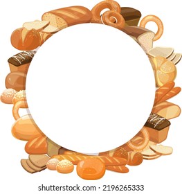 Bread Circle. Fresh Bakery Round Cartoon Frame