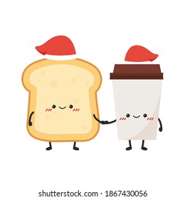 Bread and coffee cup character design. Bread cartoon vector. coffee cup vector.