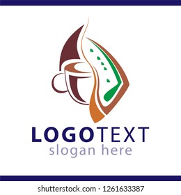 bread and coffee food logo vector template
