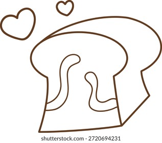 El icono del pan y el café tiene forma de corazón.