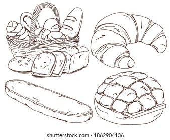 Bread collection, croissant, garlic bread, pineapple bun