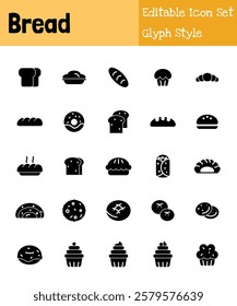 Bread Collection Icon Set Glyph Style