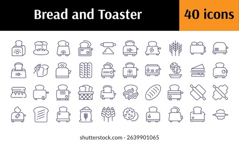 Bread Collection of Thin Icons. Editable Stroke. Perfect for Web Sites, Books, Cards, Apps