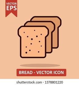 Bread color icon with thick stroke. Isolated vector illustration. Food logotype 